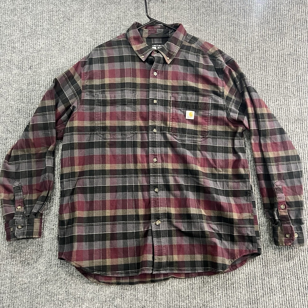 Carhartt  Relaxed Fit Shirt Mens XL Midweight Flannel Button Up Plaid
